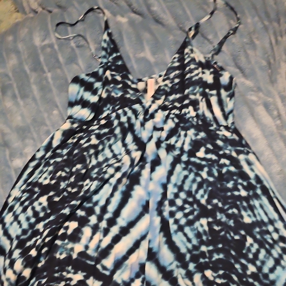 Xhilaration Navy and White Patterned Dress